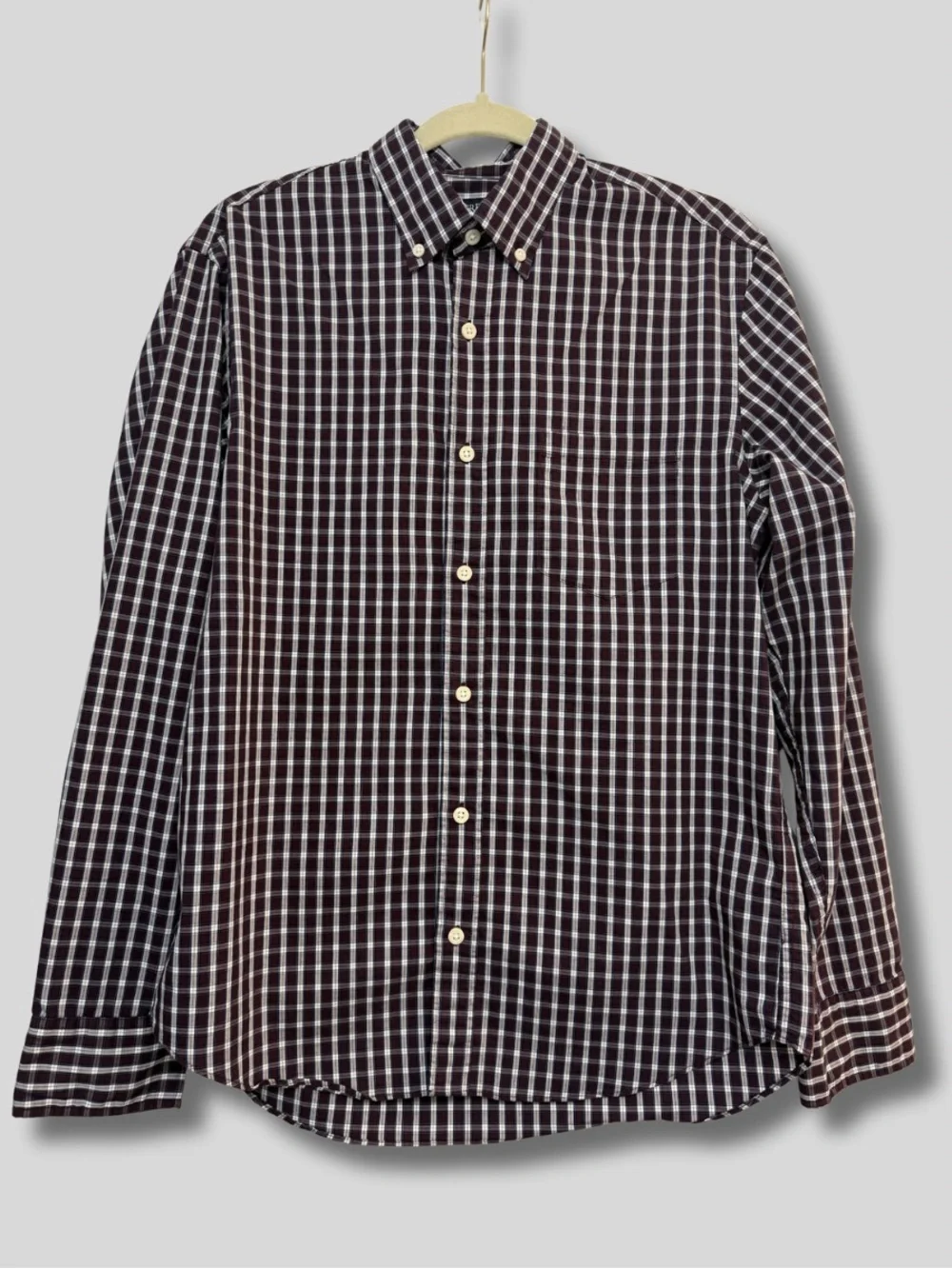 J. Crew Men's Long-Sleeve Button-Down Slim Untucked Performance Shirt Maroon